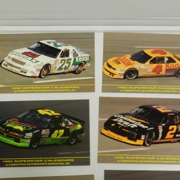 Vintage 1992 "Superstar Calendars" set NASCAR Postcard Competitive Motorsports A - Picture 3 of 8